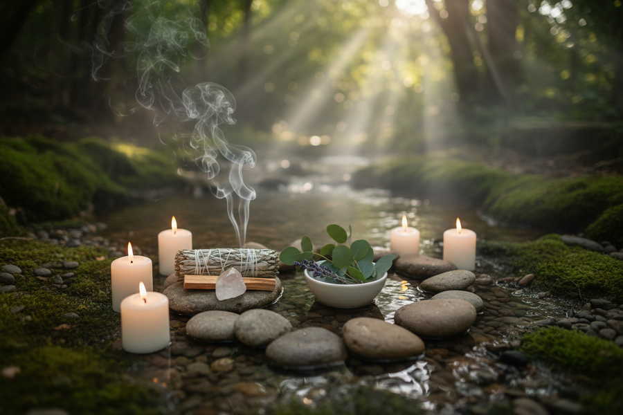 Smudging and cleansing sage ritual items