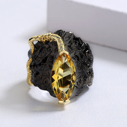 Female Personality Inlaid Colorful Crystals Ring