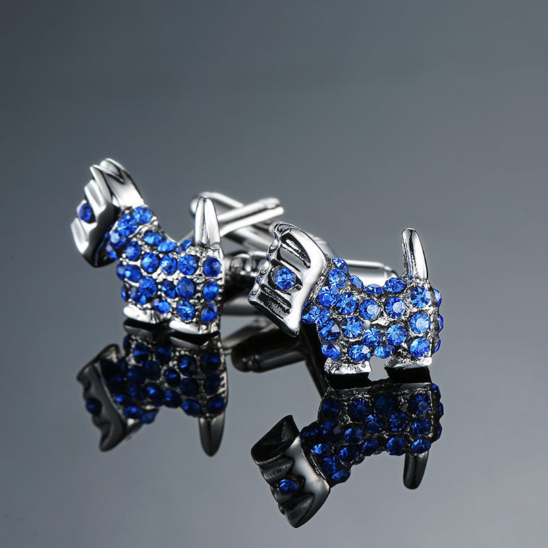 Jewelry Oval Cufflinks With Blue Crystals