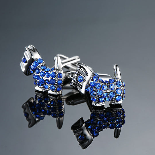 Jewelry Oval Cufflinks With Blue Crystals