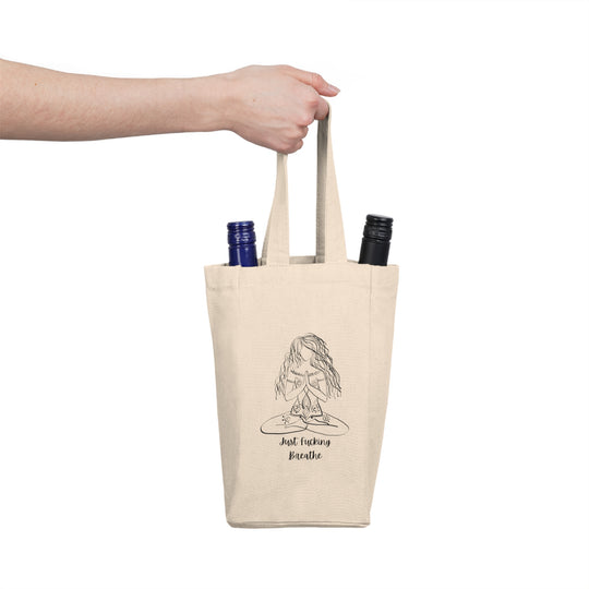 Just Fucking Breathe Double Wine Tote Bag