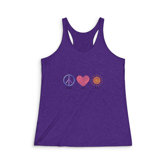 Peace Love Joy Women's Tri-Blend Racerback Tank