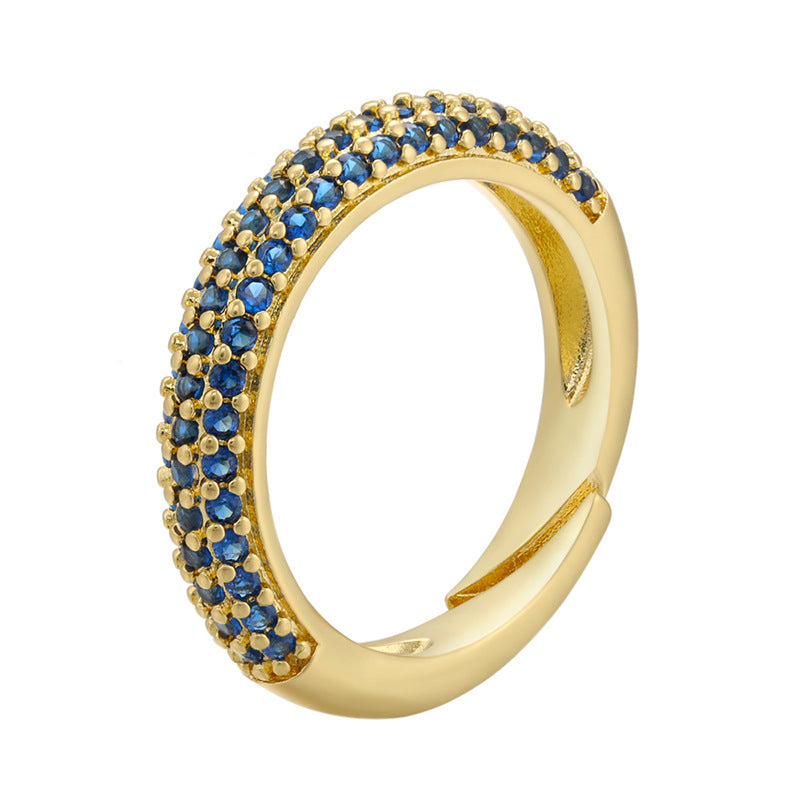 Micro Inlaid Zircon Multicolor Colorful Crystals Ring