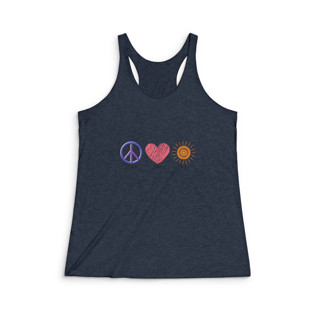 Peace Love Joy Women's Tri-Blend Racerback Tank