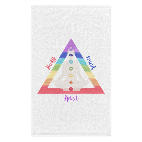 Triangle Connect Body Mind Spirit Chakra Yoga Sweat Towel, 11x18