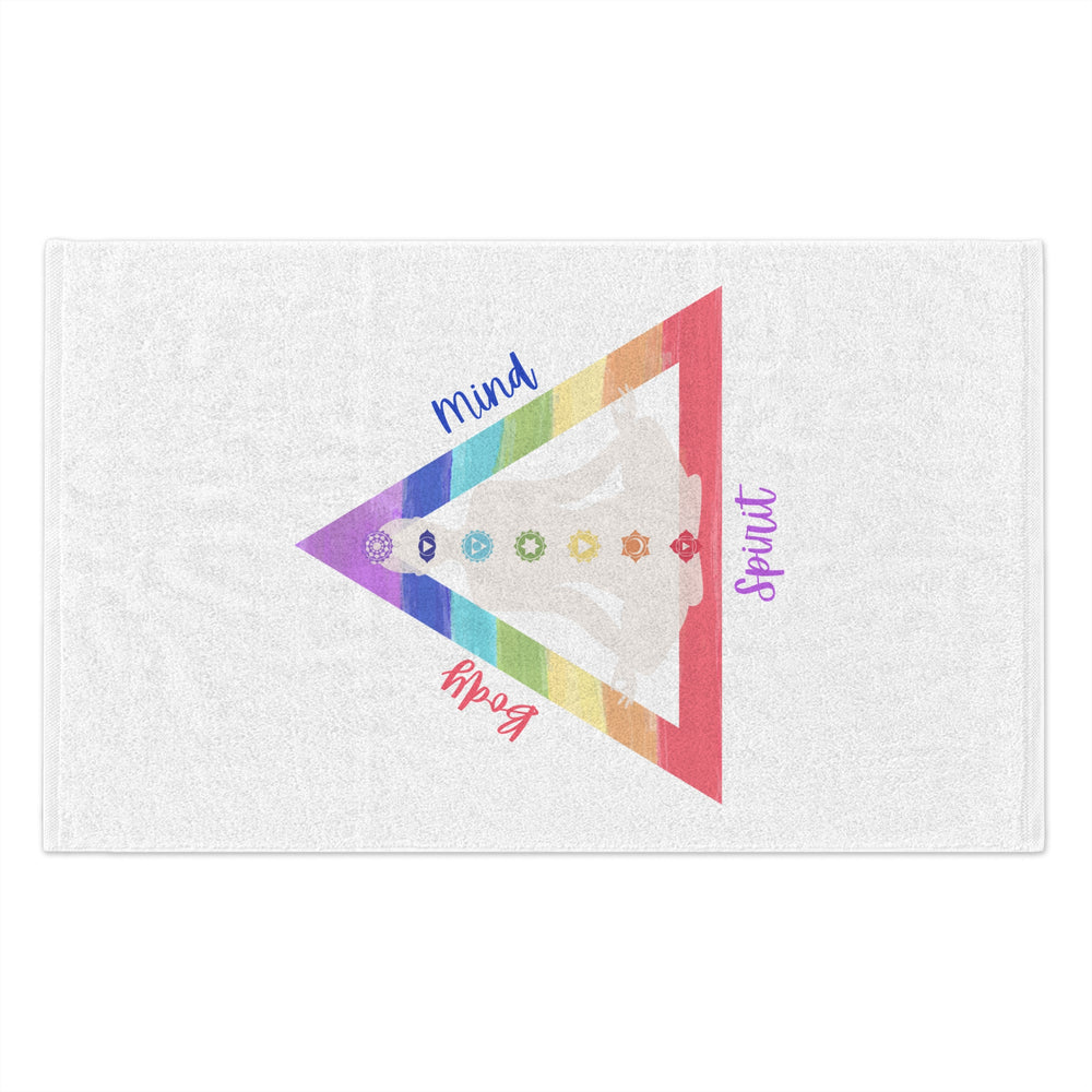 Triangle Connect Body Mind Spirit Chakra Yoga Sweat Towel, 11x18