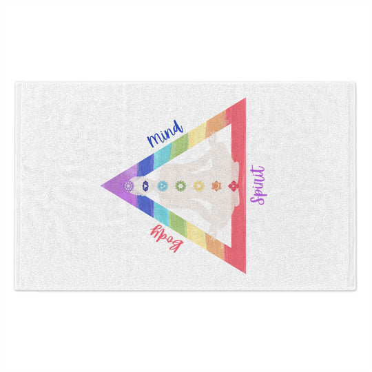 Triangle Connect Body Mind Spirit Chakra Yoga Sweat Towel, 11x18