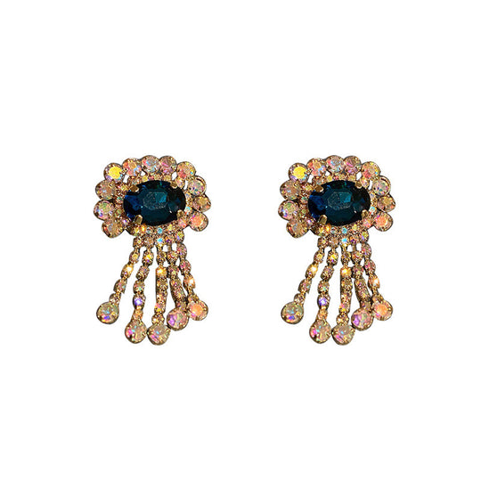 Vintage Tassel Earrings With Crystals And Diamonds