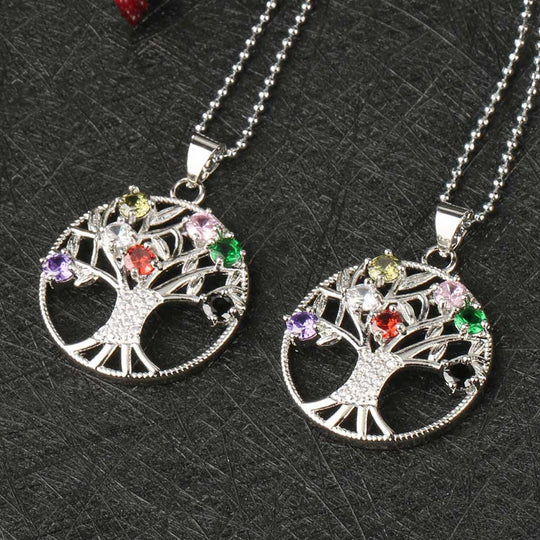 Chakra Zircon Tree of Life Pendant