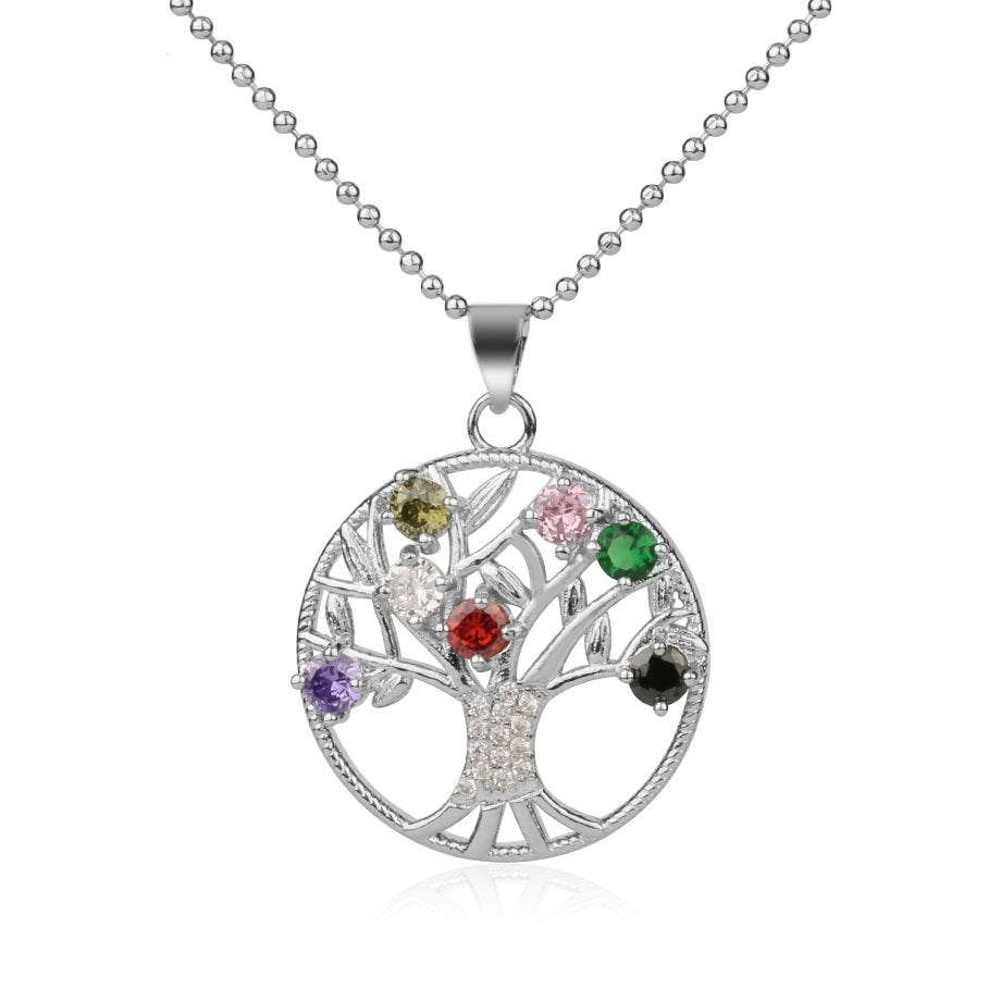 Chakra Zircon Tree of Life Pendant