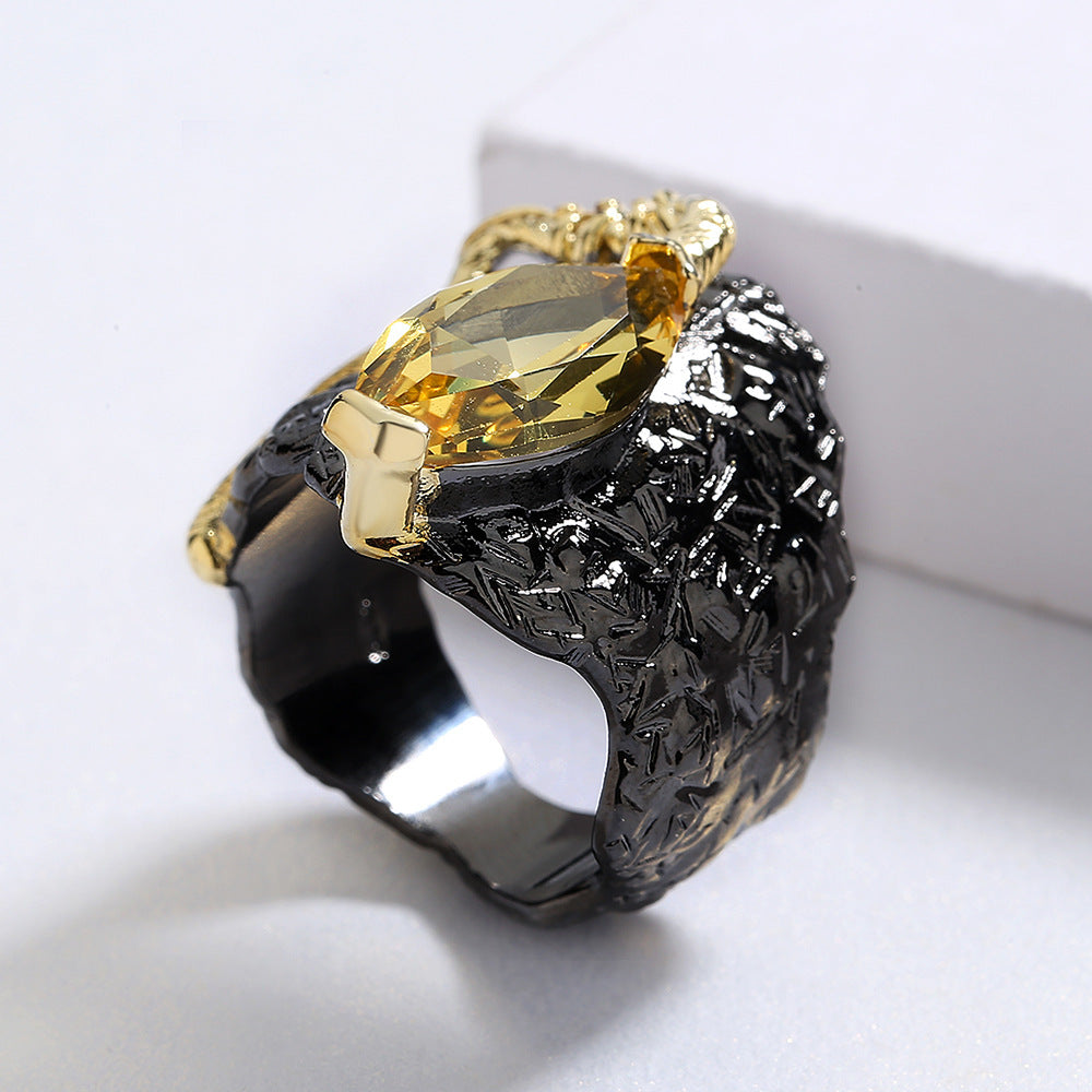 Female Personality Inlaid Colorful Crystals Ring
