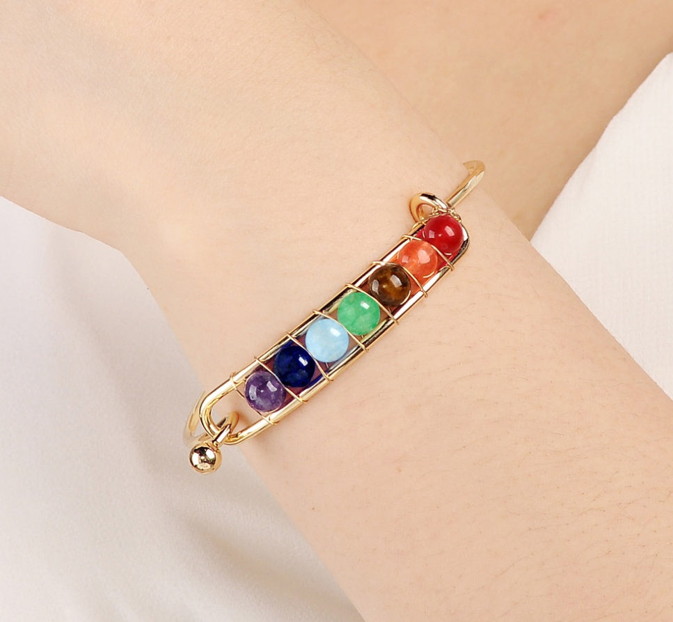 Colorful Chakra Yoga Copper Plated Bracelet