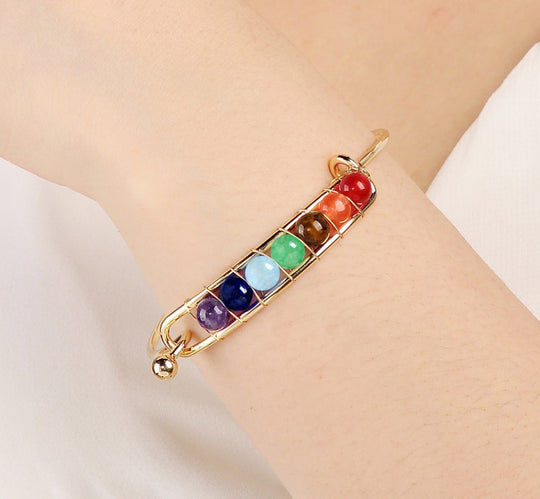 Colorful Chakra Yoga Copper Plated Bracelet