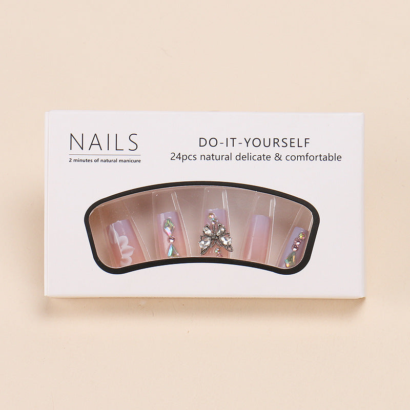 Nail Patch Wear Butterfly Colorful Crystals Removable