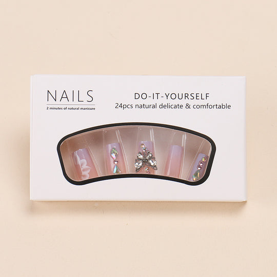 Nail Patch Wear Butterfly Colorful Crystals Removable