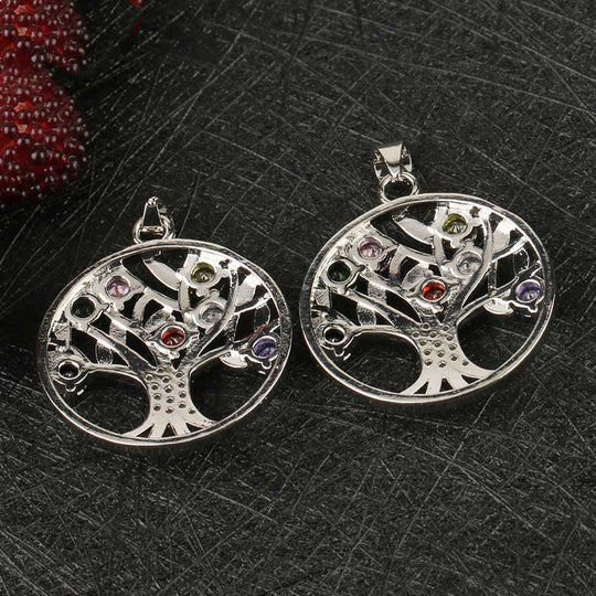 Chakra Zircon Tree of Life Pendant