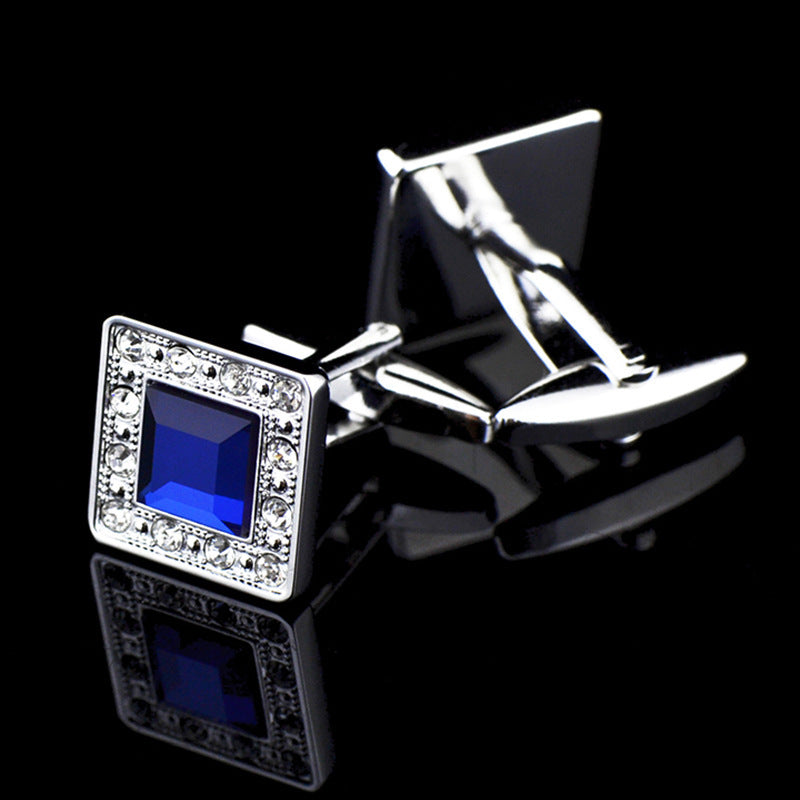 Jewelry Oval Cufflinks With Blue Crystals