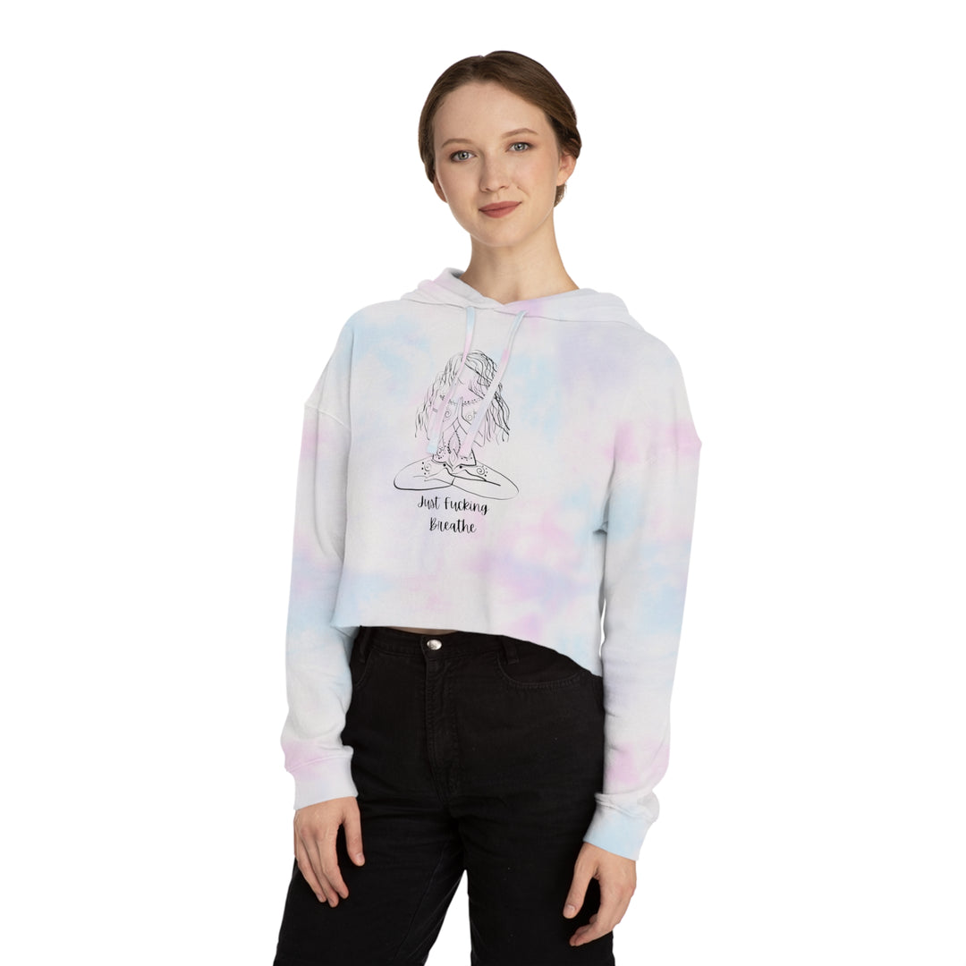 Just Fucking Breathe Women’s Cropped Hooded Sweatshirt