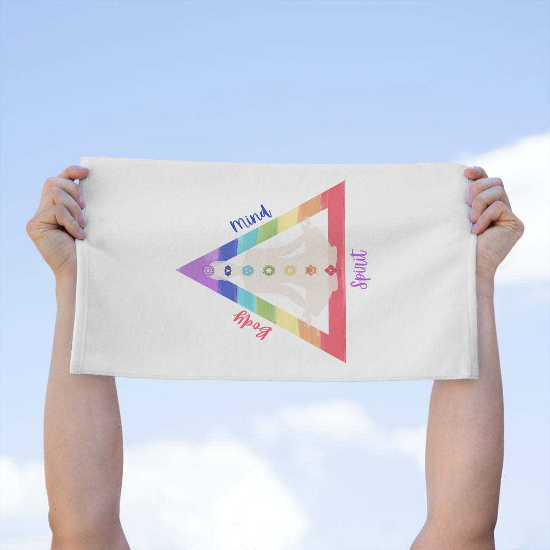 Triangle Connect Body Mind Spirit Chakra Yoga Sweat Towel, 11x18