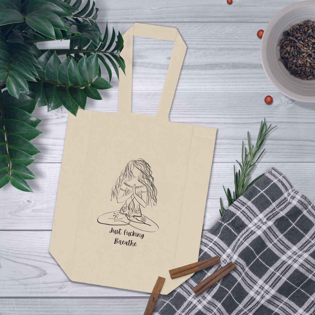 Just Fucking Breathe Double Wine Tote Bag