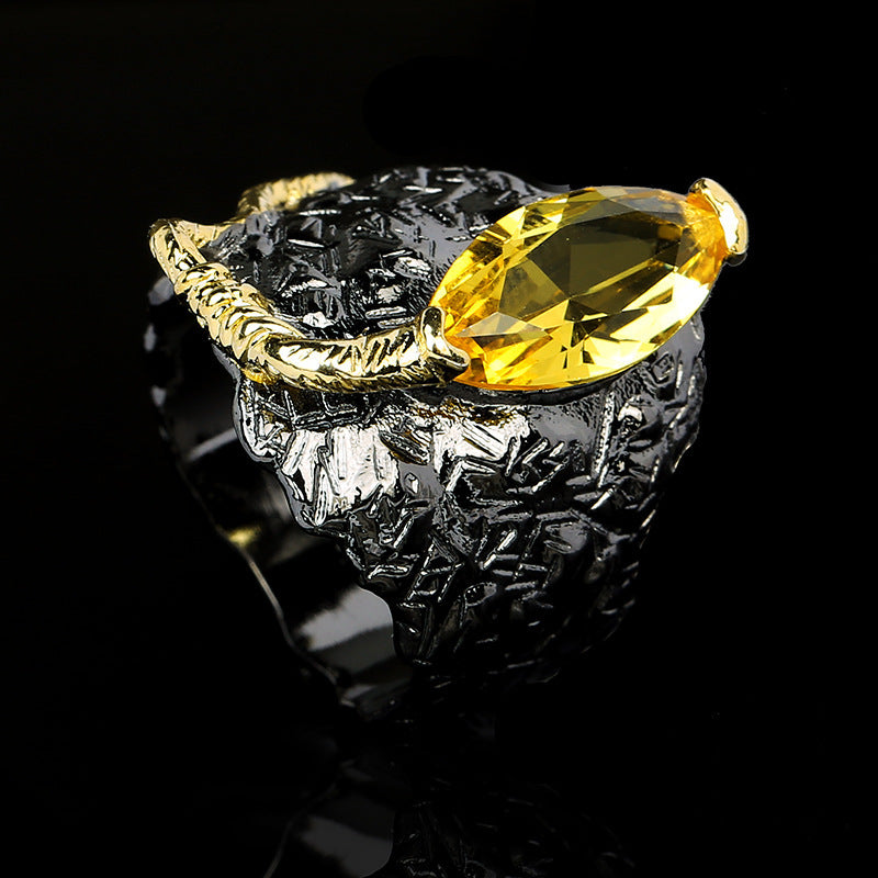 Female Personality Inlaid Colorful Crystals Ring