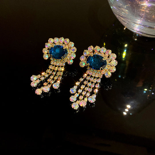 Vintage Tassel Earrings With Crystals And Diamonds