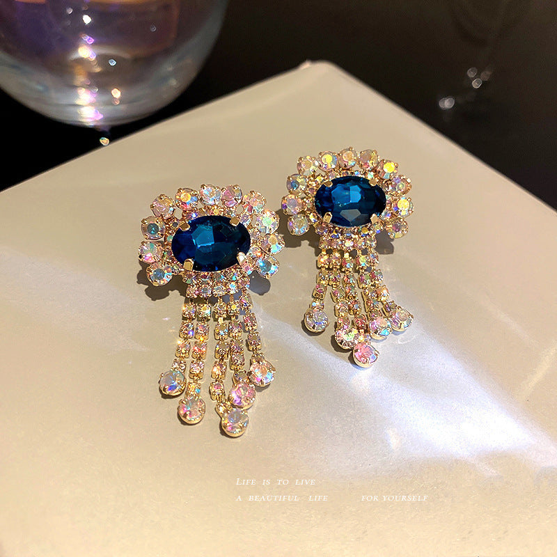 Vintage Tassel Earrings With Crystals And Diamonds