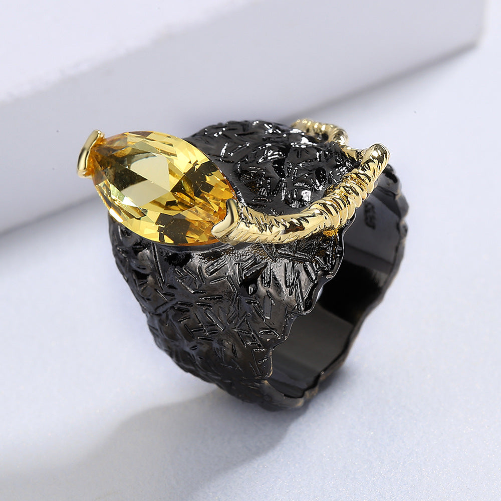 Female Personality Inlaid Colorful Crystals Ring