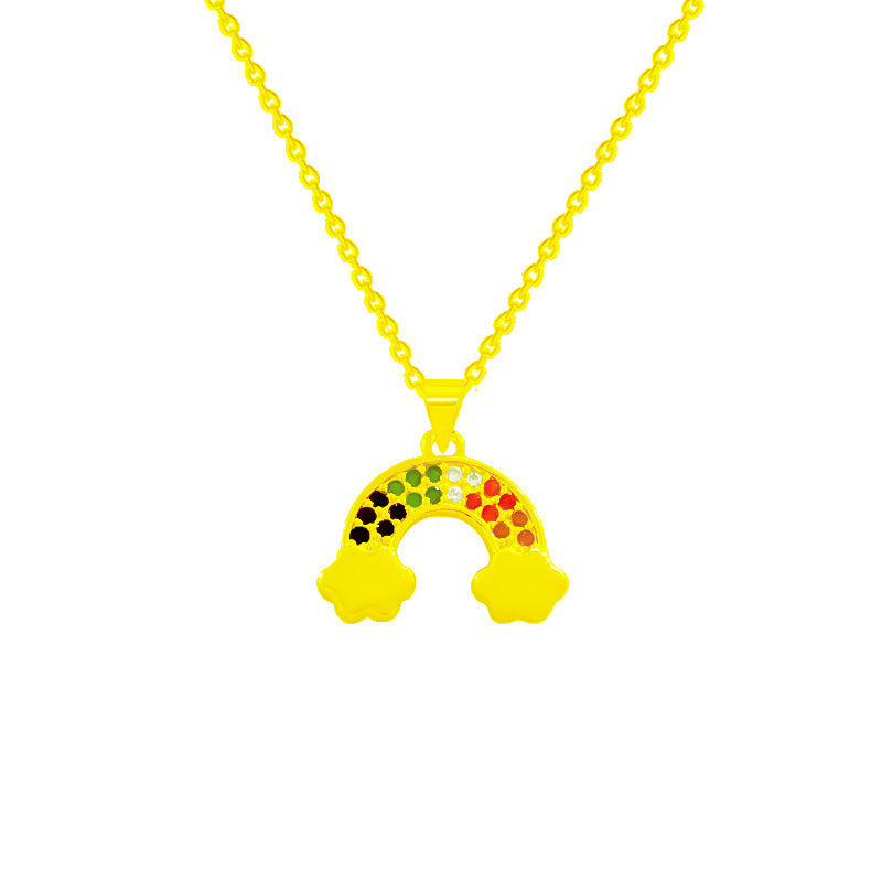 Women's Colorful Crystals Rainbow Pendant Necklace