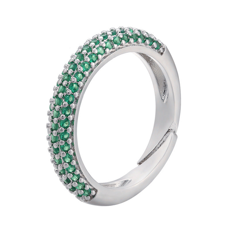 Micro Inlaid Zircon Multicolor Colorful Crystals Ring