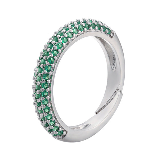 Micro Inlaid Zircon Multicolor Colorful Crystals Ring