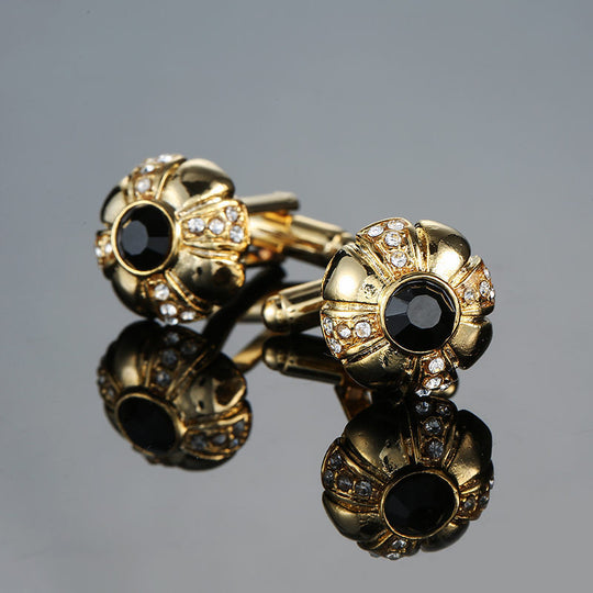 Jewelry Oval Cufflinks With Blue Crystals