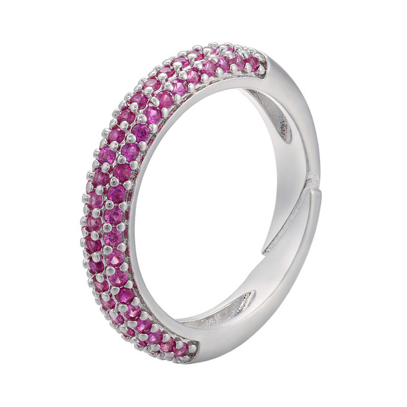 Micro Inlaid Zircon Multicolor Colorful Crystals Ring