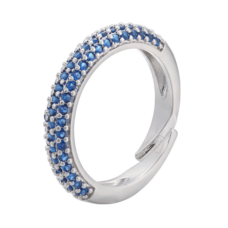 Micro Inlaid Zircon Multicolor Colorful Crystals Ring