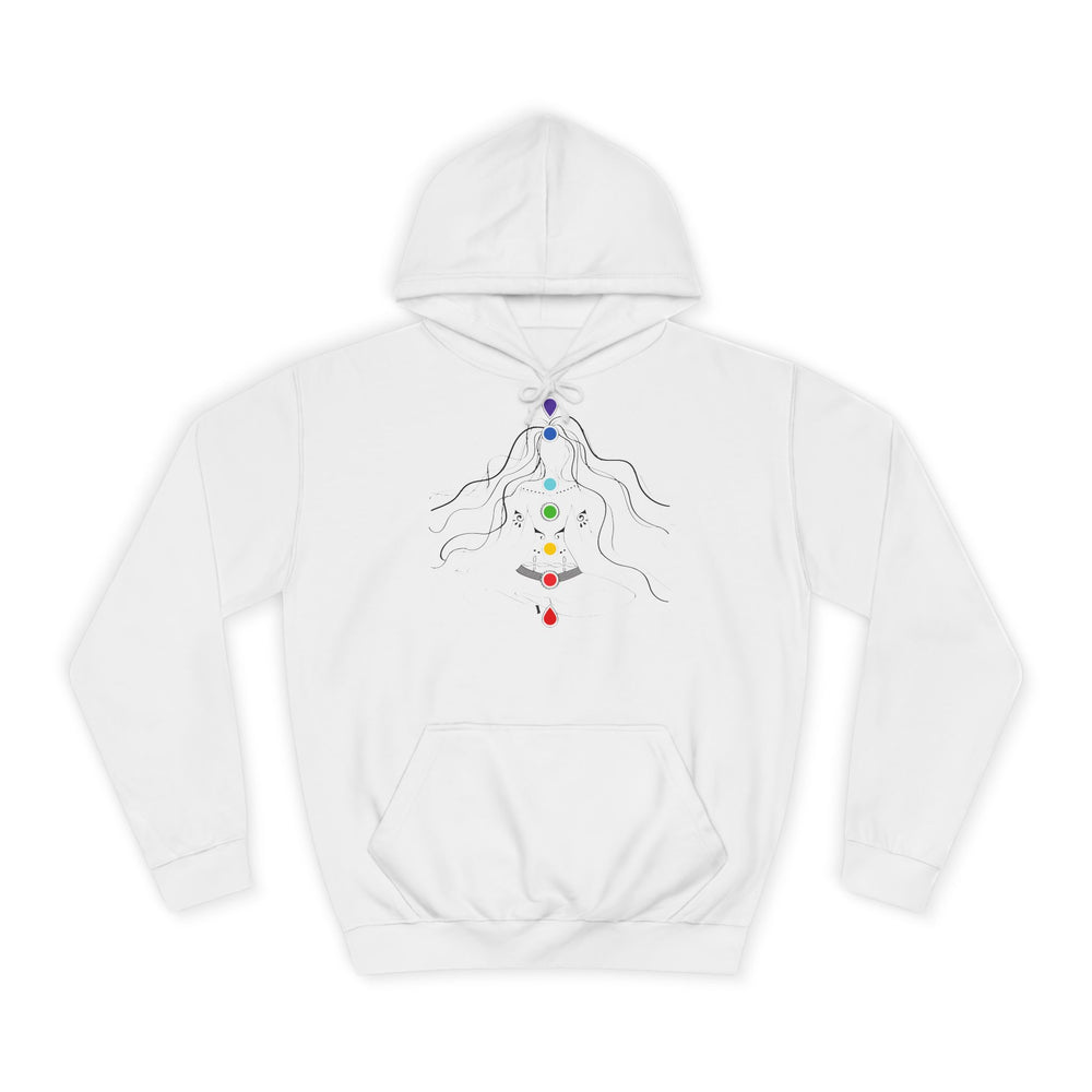 Whimsical Chakra Girl with Back Affirmations Unisex College Hoodie