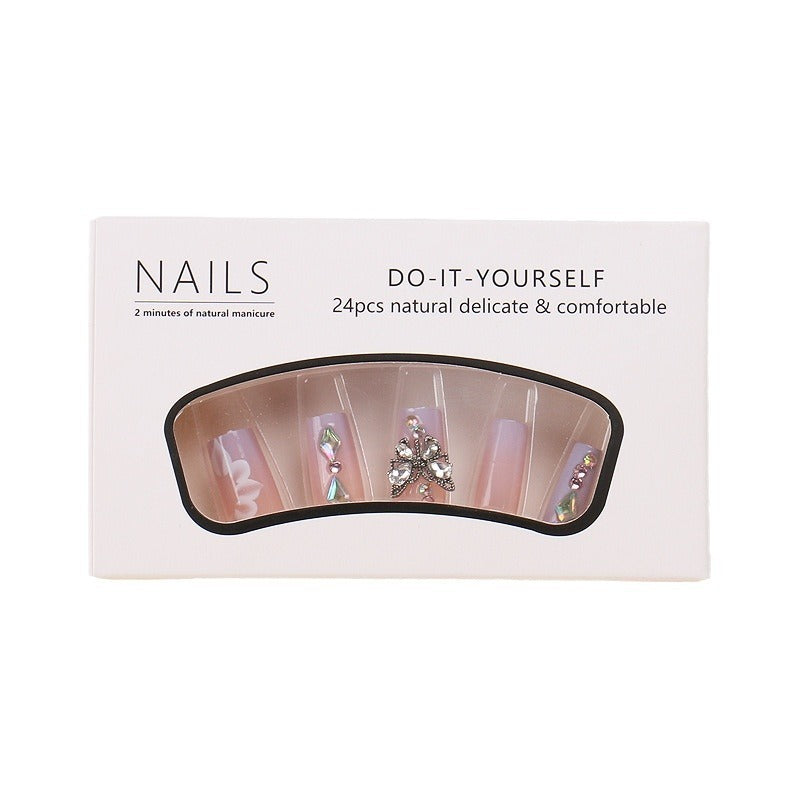 Nail Patch Wear Butterfly Colorful Crystals Removable