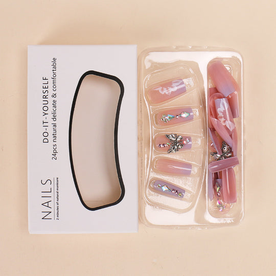 Nail Patch Wear Butterfly Colorful Crystals Removable