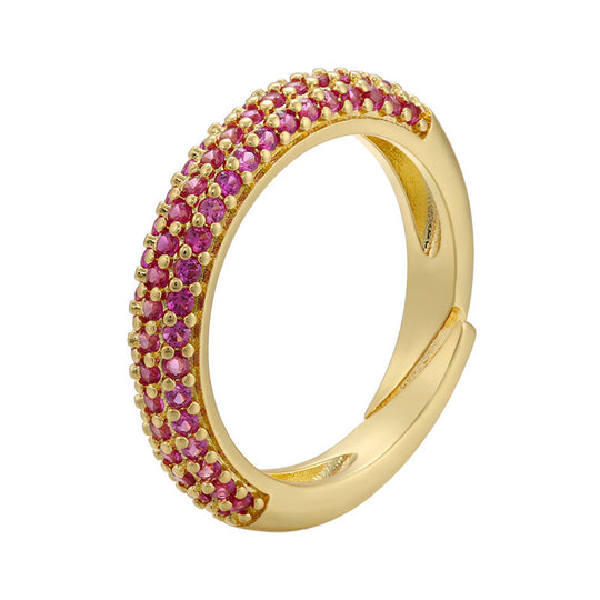 Micro Inlaid Zircon Multicolor Colorful Crystals Ring