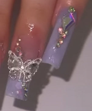Nail Patch Wear Butterfly Colorful Crystals Removable