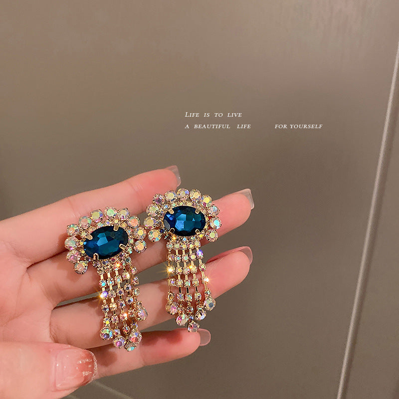 Vintage Tassel Earrings With Crystals And Diamonds