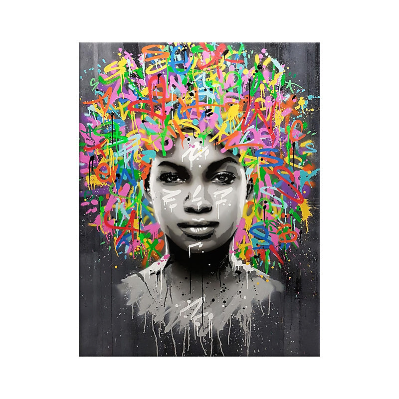 Africa Girl Wall Art – Color Graffiti Abstract Painting ✅