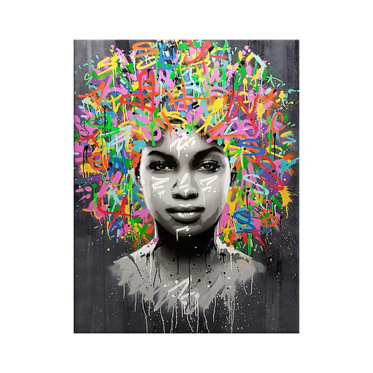 Africa Girl Wall Art – Color Graffiti Abstract Painting ✅