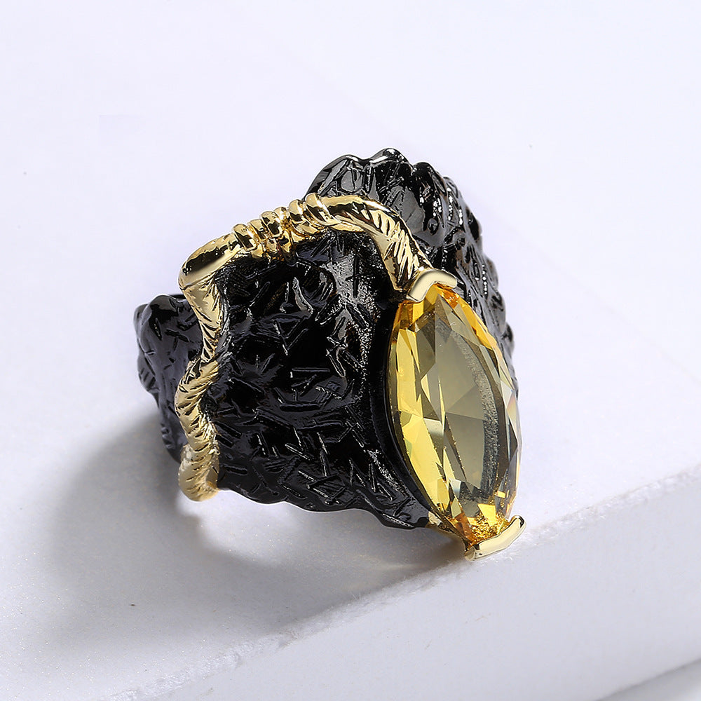 Female Personality Inlaid Colorful Crystals Ring