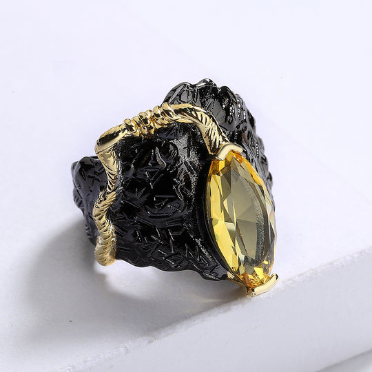 Female Personality Inlaid Colorful Crystals Ring