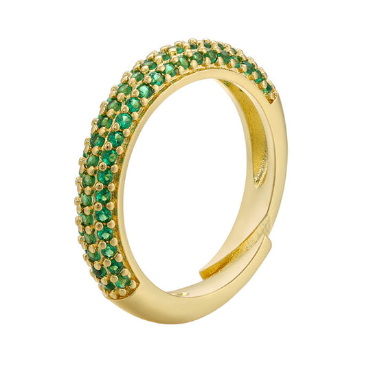 Micro Inlaid Zircon Multicolor Colorful Crystals Ring